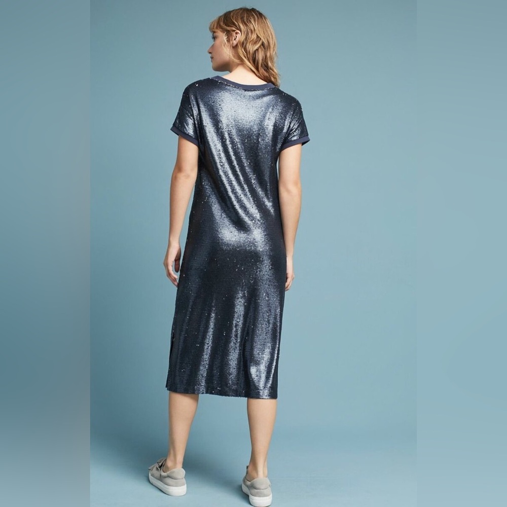 Anthropologie Moulinette Soeurs Interstellar Navy Blue Sequin Dress
